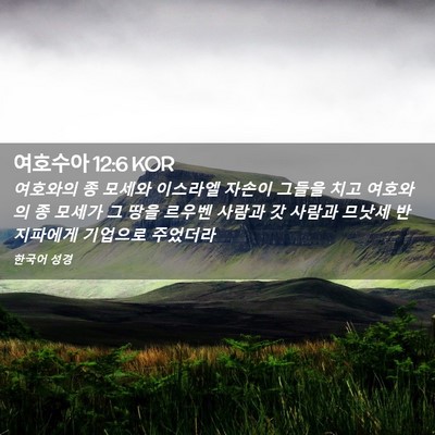 Picture 02 - 여호수아 12:6 KOR - 여호와의 종 모세와 이스라엘 자손이 - Bible Verse Picture