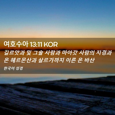 Picture 02 - 여호수아 13:11 KOR - 길르앗과 및 그술 사람과 마아갓 - Bible Verse Picture