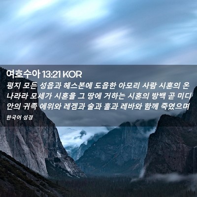Picture 02 - 여호수아 13:21 KOR - 평지 모든 성읍과 헤스본에 도읍한 - Bible Verse Picture