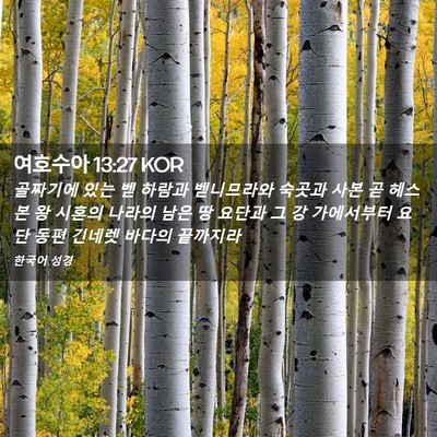 Picture 02 - 여호수아 13:27 KOR - 골짜기에 있는 벧 하람과 벧니므라와 - Bible Verse Picture