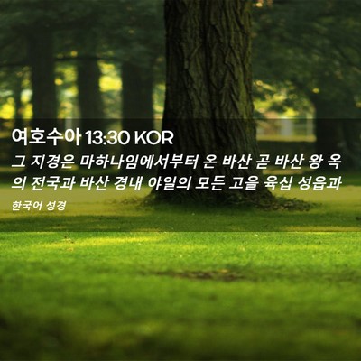 Picture 02 - 여호수아 13:30 KOR - 그 지경은 마하나임에서부터 온 바산 - Bible Verse Picture
