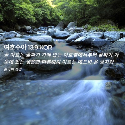 Picture 02 - 여호수아 13:9 KOR - 곧 아르논 골짜기 가에 있는 - Bible Verse Picture