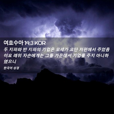 Picture 02 - 여호수아 14:3 KOR - 두 지파와 반 지파의 기업은 모세가 - Bible Verse Picture