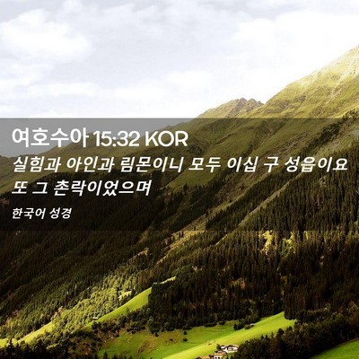 Picture 02 - 여호수아 15:32 KOR - 실힘과 아인과 림몬이니 모두 이십 - Bible Verse Picture
