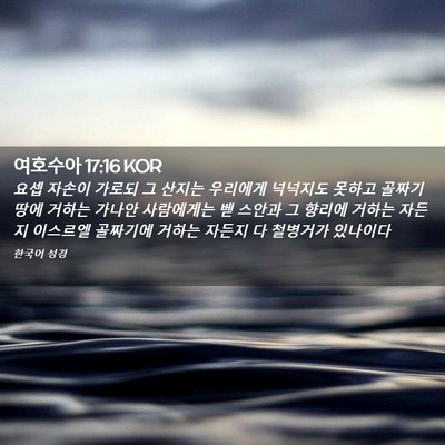 Picture 02 - 여호수아 17:16 KOR - 요셉 자손이 가로되 그 산지는 - Bible Verse Picture