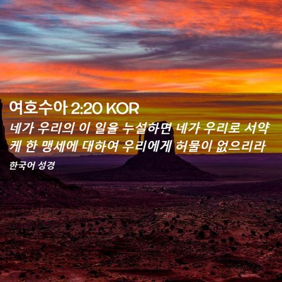 Picture 02 - 여호수아 2:20 KOR - 네가 우리의 이 일을 누설하면 네가 - Bible Verse Picture