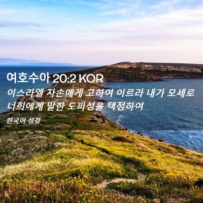 Picture 02 - 여호수아 20:2 KOR - 이스라엘 자손에게 고하여 이르라 - Bible Verse Picture