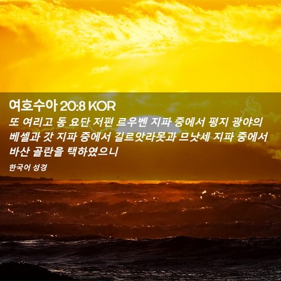 Picture 02 - 여호수아 20:8 KOR - 또 여리고 동 요단 저편 르우벤 지파 - Bible Verse Picture
