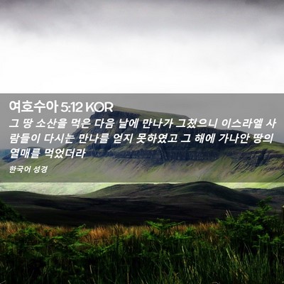 Picture 02 - 여호수아 5:12 KOR - 그 땅 소산을 먹은 다음 날에 만나가 - Bible Verse Picture