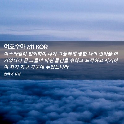 Picture 02 - 여호수아 7:11 KOR - 이스라엘이 범죄하여 내가 그들에게 - Bible Verse Picture