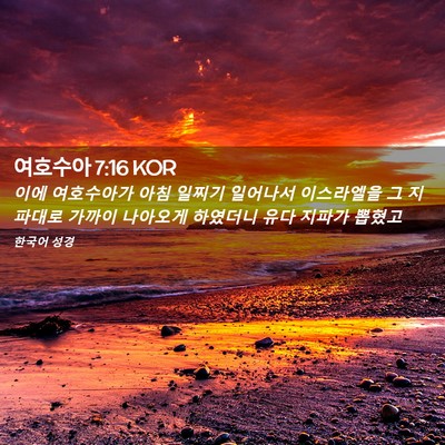 Picture 02 - 여호수아 7:16 KOR - 이에 여호수아가 아침 일찌기 - Bible Verse Picture