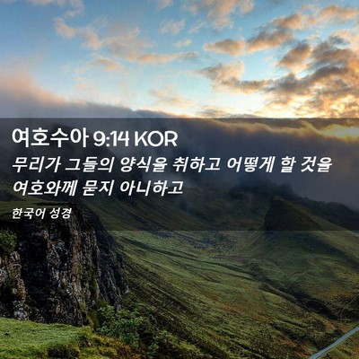 Picture 02 - 여호수아 9:14 KOR - 무리가 그들의 양식을 취하고 어떻게 - Bible Verse Picture