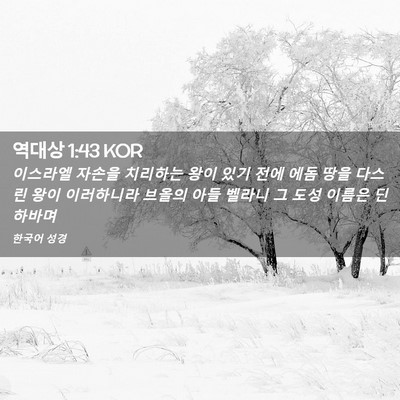 Picture 02 - 역대상 1:43 KOR - 이스라엘 자손을 치리하는 왕이 있기 - Bible Verse Picture