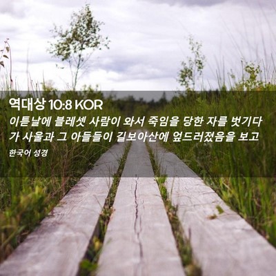 Picture 02 - 역대상 10:8 KOR - 이튿날에 블레셋 사람이 와서 죽임을 - Bible Verse Picture