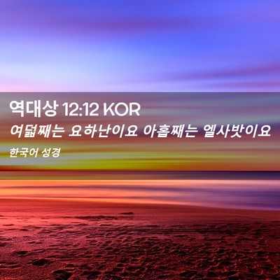 Picture 02 - 역대상 12:12 KOR - 여덟째는 요하난이요 아홉째는 - Bible Verse Picture