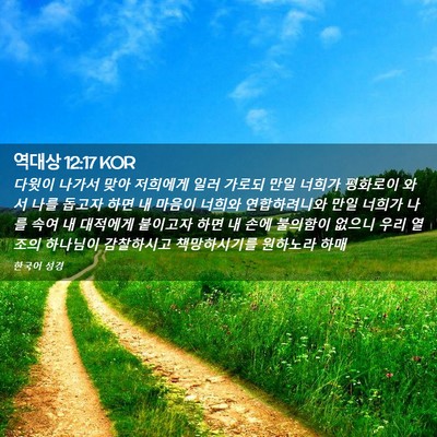 Picture 02 - 역대상 12:17 KOR - 다윗이 나가서 맞아 저희에게 일러 - Bible Verse Picture