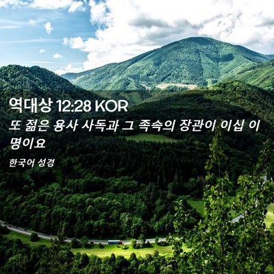 Picture 02 - 역대상 12:28 KOR - 또 젊은 용사 사독과 그 족속의 - Bible Verse Picture