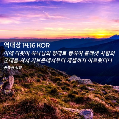 Picture 02 - 역대상 14:16 KOR - 이에 다윗이 하나님의 명대로 행하여 - Bible Verse Picture
