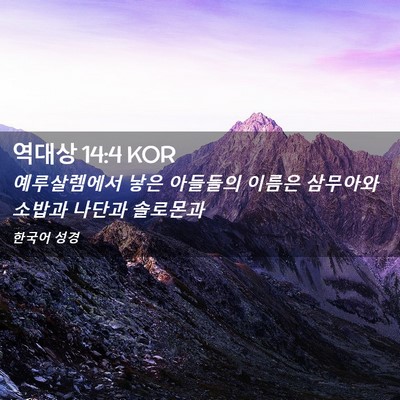 Picture 02 - 역대상 14:4 KOR - 예루살렘에서 낳은 아들들의 이름은 - Bible Verse Picture