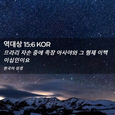 Picture 02 - 역대상 15:6 KOR - 므라리 자손 중에 족장 아사야와 그 - Bible Verse Picture