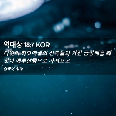 Picture 02 - 역대상 18:7 KOR - 다윗이 하닷에셀의 신복들의 가진 - Bible Verse Picture
