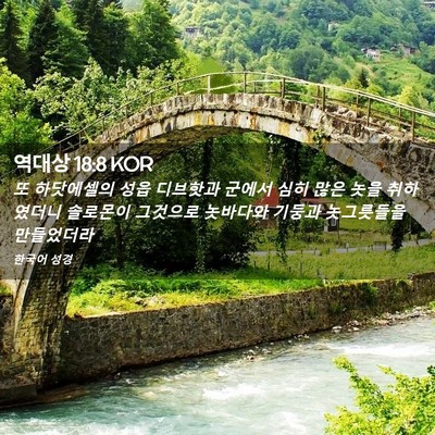 Picture 02 - 역대상 18:8 KOR - 또 하닷에셀의 성읍 디브핫과 군에서 - Bible Verse Picture