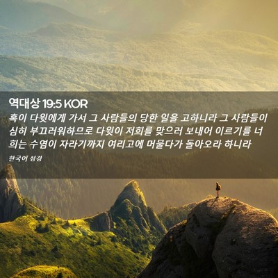 Picture 02 - 역대상 19:5 KOR - 혹이 다윗에게 가서 그 사람들의 - Bible Verse Picture