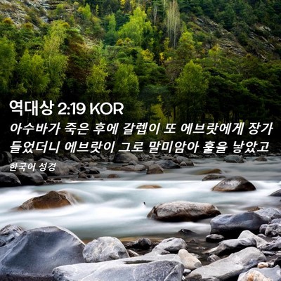 Picture 02 - 역대상 2:19 KOR - 아수바가 죽은 후에 갈렙이 또 - Bible Verse Picture