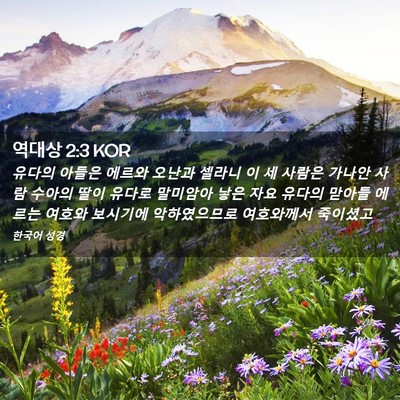 Picture 02 - 역대상 2:3 KOR - 유다의 아들은 에르와 오난과 셀라니 - Bible Verse Picture