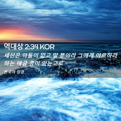 Picture 02 - 역대상 2:34 KOR - 세산은 아들이 없고 딸 뿐이라 - Bible Verse Picture