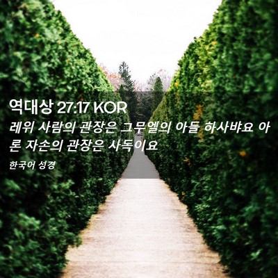 Picture 02 - 역대상 27:17 KOR - 레위 사람의 관장은 그무엘의 아들 - Bible Verse Picture