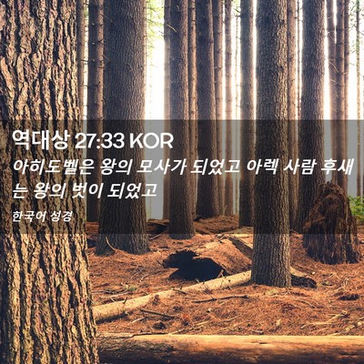 Picture 02 - 역대상 27:33 KOR - 아히도벨은 왕의 모사가 되었고 아렉 - Bible Verse Picture
