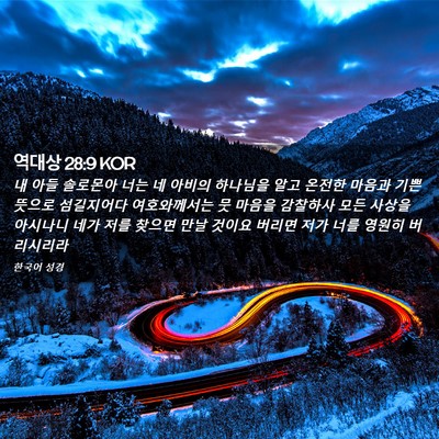Picture 02 - 역대상 28:9 KOR - 내 아들 솔로몬아 너는 네 아비의 - Bible Verse Picture