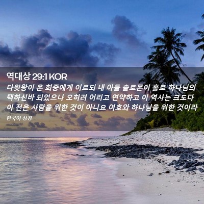 Picture 02 - 역대상 29:1 KOR - 다윗왕이 온 회중에게 이르되 내 - Bible Verse Picture