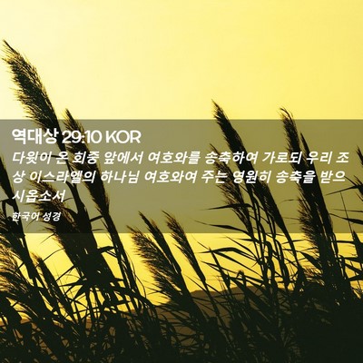 Picture 02 - 역대상 29:10 KOR - 다윗이 온 회중 앞에서 여호와를 - Bible Verse Picture