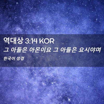 Picture 02 - 역대상 3:14 KOR - 그 아들은 아몬이요 그 아들은 - Bible Verse Picture
