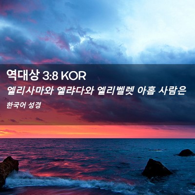 Picture 02 - 역대상 3:8 KOR - 엘리사마와 엘랴다와 엘리벨렛 아홉 - Bible Verse Picture