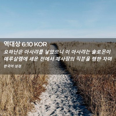 Picture 02 - 역대상 6:10 KOR - 요하난은 아사랴를 낳았으니 이 - Bible Verse Picture