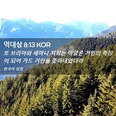 Picture 02 - 역대상 8:13 KOR - 또 브리아와 세마니 저희는 아얄론 - Bible Verse Picture