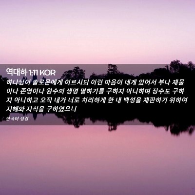 Picture 02 - 역대하 1:11 KOR - 하나님이 솔로몬에게 이르시되 이런 - Bible Verse Picture