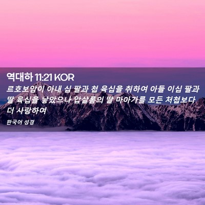 Picture 02 - 역대하 11:21 KOR - 르호보암이 아내 십 팔과 첩 육십을 - Bible Verse Picture