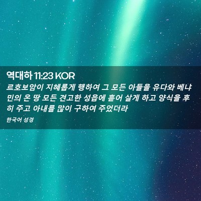 Picture 02 - 역대하 11:23 KOR - 르호보암이 지혜롭게 행하여 그 모든 - Bible Verse Picture