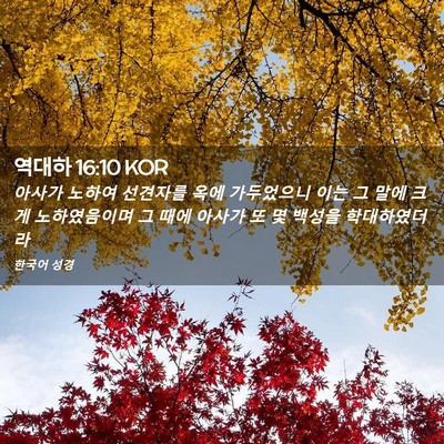 Picture 02 - 역대하 16:10 KOR - 아사가 노하여 선견자를 옥에 - Bible Verse Picture