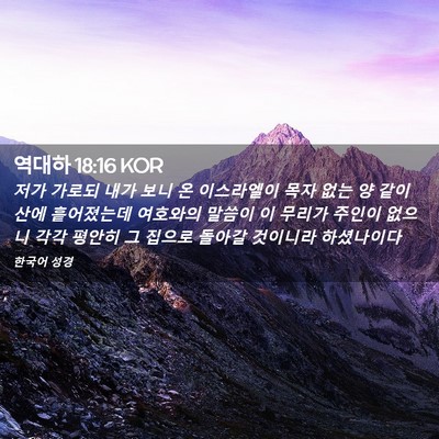 Picture 02 - 역대하 18:16 KOR - 저가 가로되 내가 보니 온 - Bible Verse Picture
