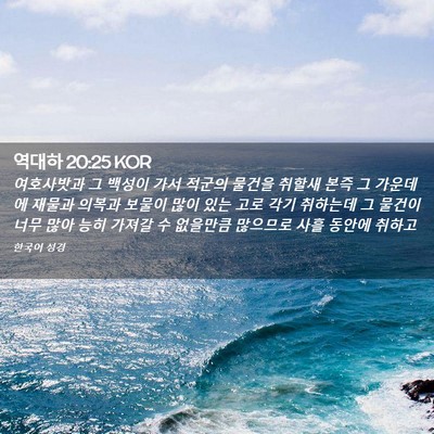 Picture 02 - 역대하 20:25 KOR - 여호사밧과 그 백성이 가서 적군의 - Bible Verse Picture