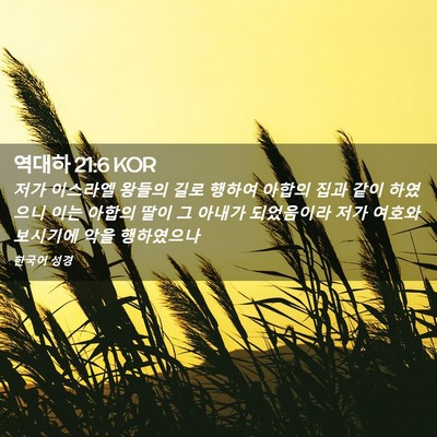 Picture 02 - 역대하 21:6 KOR - 저가 이스라엘 왕들의 길로 행하여 - Bible Verse Picture