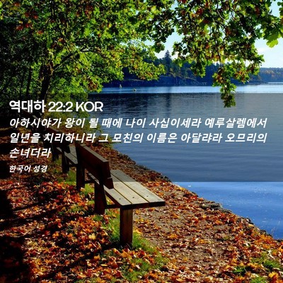 Picture 02 - 역대하 22:2 KOR - 아하시야가 왕이 될 때에 나이 - Bible Verse Picture