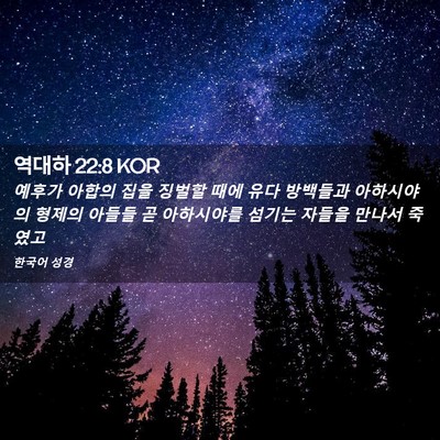 Picture 02 - 역대하 22:8 KOR - 예후가 아합의 집을 징벌할 때에 - Bible Verse Picture