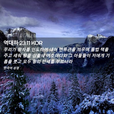Picture 02 - 역대하 23:11 KOR - 무리가 왕자를 인도하여 내어 - Bible Verse Picture
