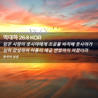 Picture 02 - 역대하 26:8 KOR - 암몬 사람이 웃시야에게 조공을 - Bible Verse Picture